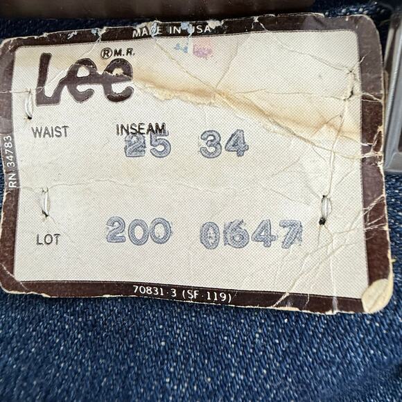 Vintage 1970s Lee Deadstock Womens Jeans Dark Wash Straight Leg High Waist 25x35 - Picture 5 of 10